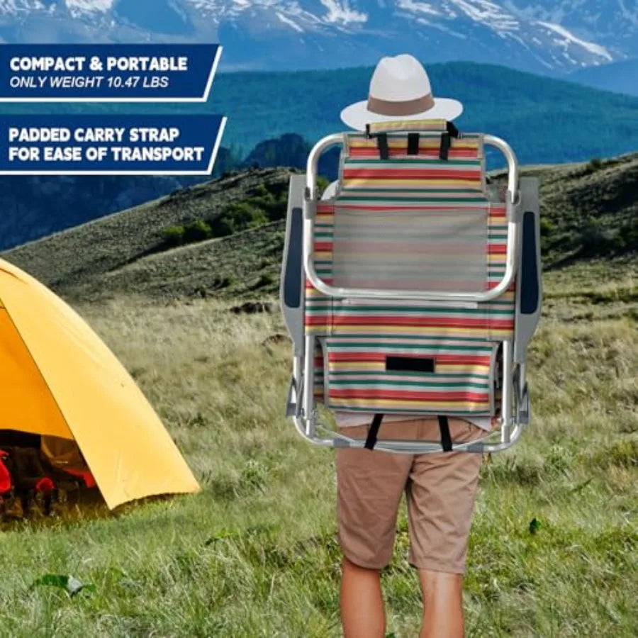 Backpack Beach Chair with Folding Camping Table