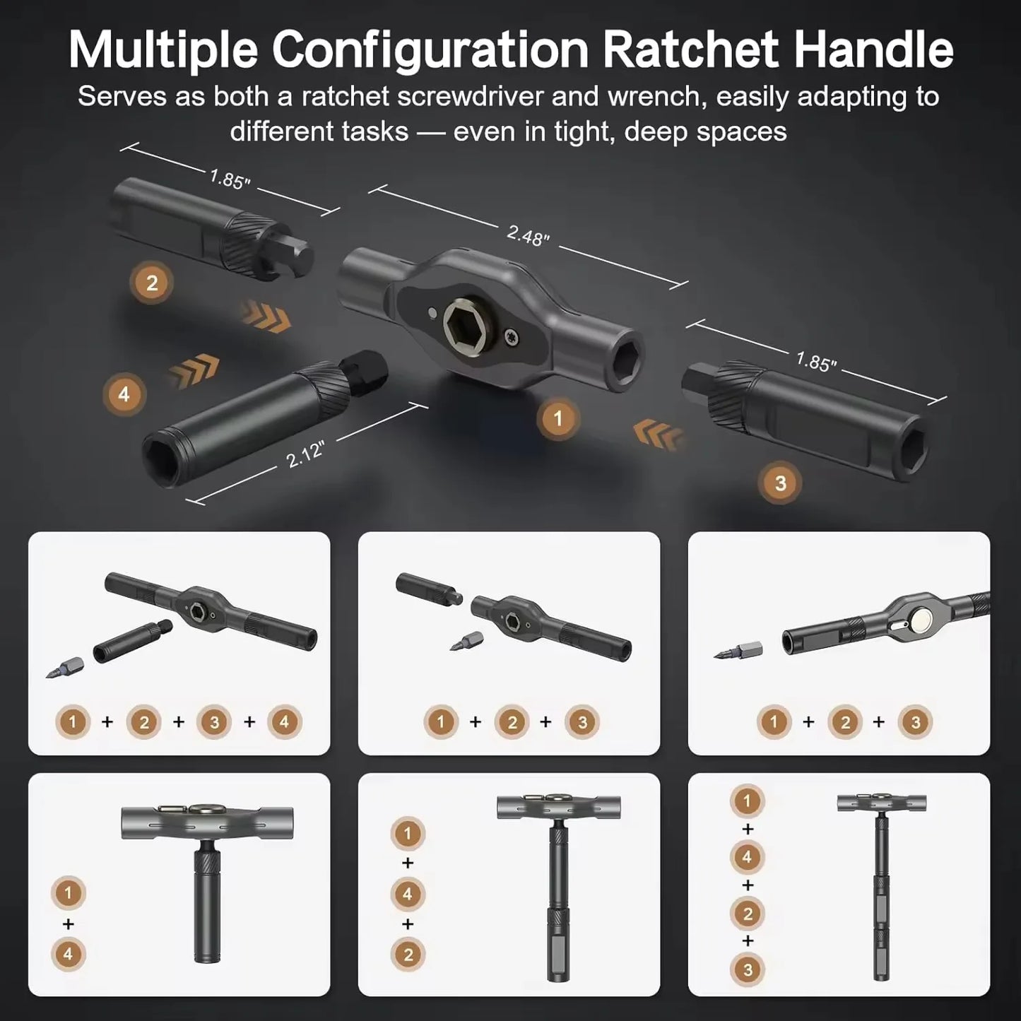 42 in 1 Magnetic Screwdriver Set with Detachable Ratchet Handle