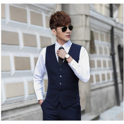 Men's Single-Breasted Slim Fit Formal Business Suit Vest
