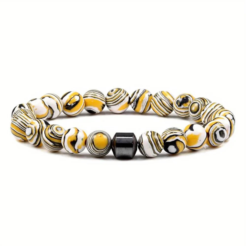 Magnetic Tiger Eye Lava Map Shimmer Malachite Stone Bracelet
