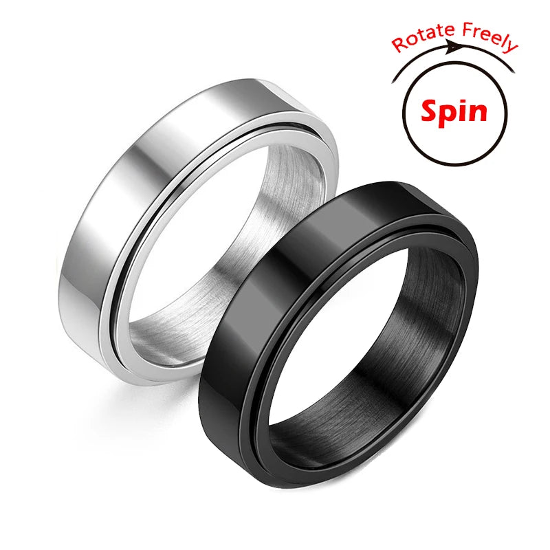 Stainless Steel Fidget Spinner Ring – Anti-Anxiety Stress Relief Band for Men & Women