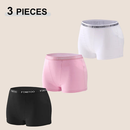 FINETOO Women’s High-Rise Seamless Cotton Boyshort Panties (3-Pack)