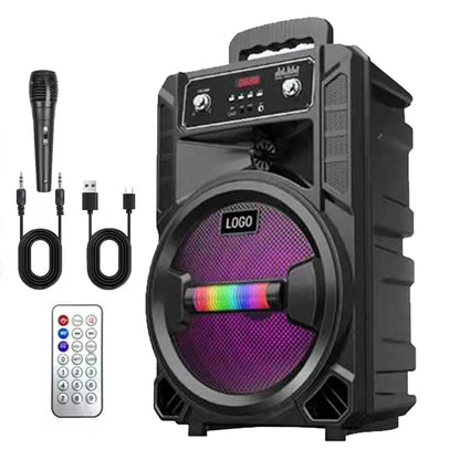 Portable Bluetooth Party Speaker with Subwoofer & Mic