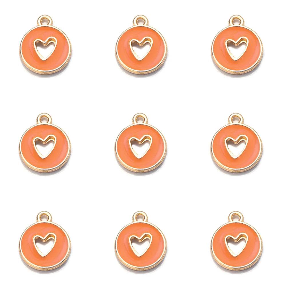 10pcs Double-Sided Enamel Heart Charms for DIY Jewelry Making