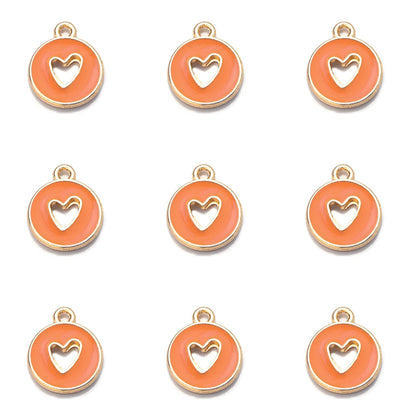 10pcs Double-Sided Enamel Heart Charms for DIY Jewelry Making