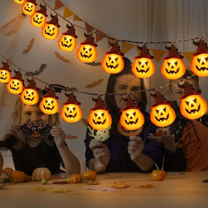 Solar Halloween Pumpkin String Lights - Spooky Outdoor LED Garland