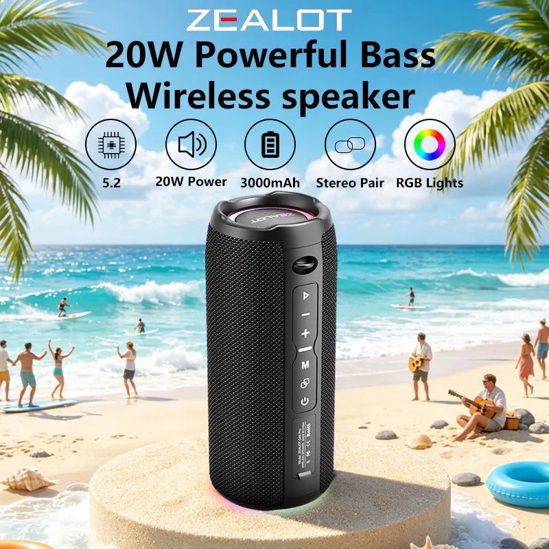 Zealot S49 Pro 20W Portable Bluetooth Speaker with RGB Light