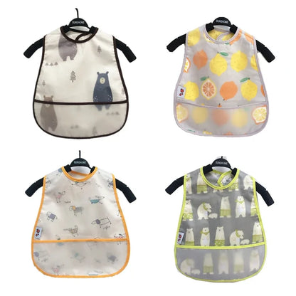 Cartoon Pattern Waterproof Feeding Bibs