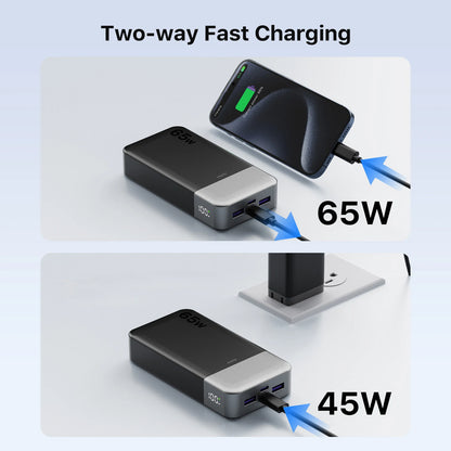 JUOVI J2931 65W 20000mAh Laptop Power Bank Fast Charging Portable Charger