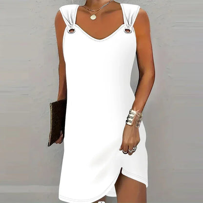 Fashionable Casual Solid Color Suspender Dress