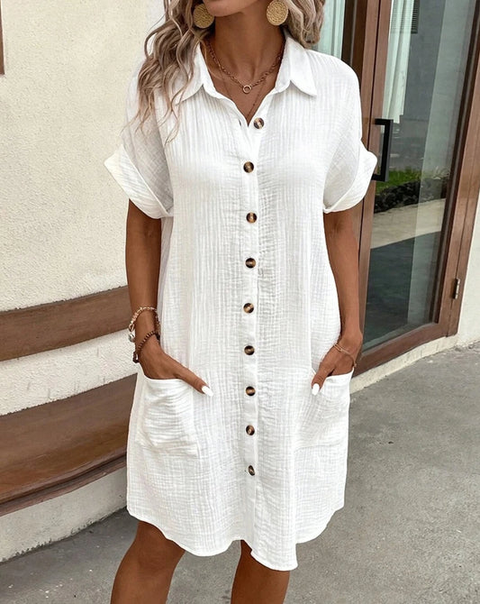 Solid Color Knee-Length Mini Dress