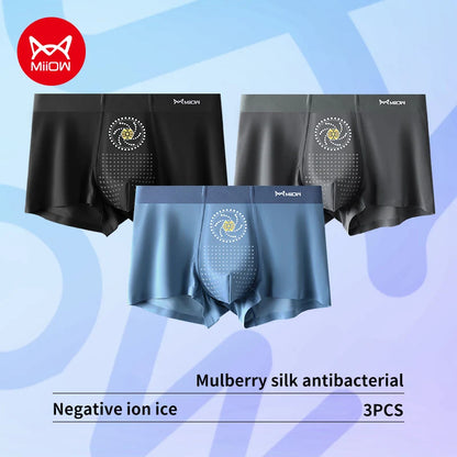 MiiOW 3pcs Breathable Seamless Boxer Shorts