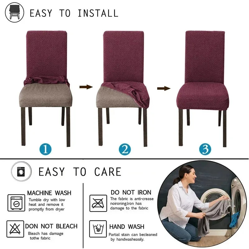 Stretch Jacquard Dining Chair Covers – Universal Spandex Slipcover Seat Protector