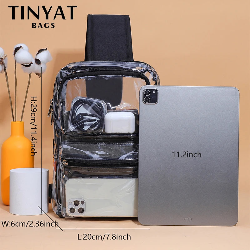 TINYAT Clear PVC Crossbody Sling Bag for Travel & Events