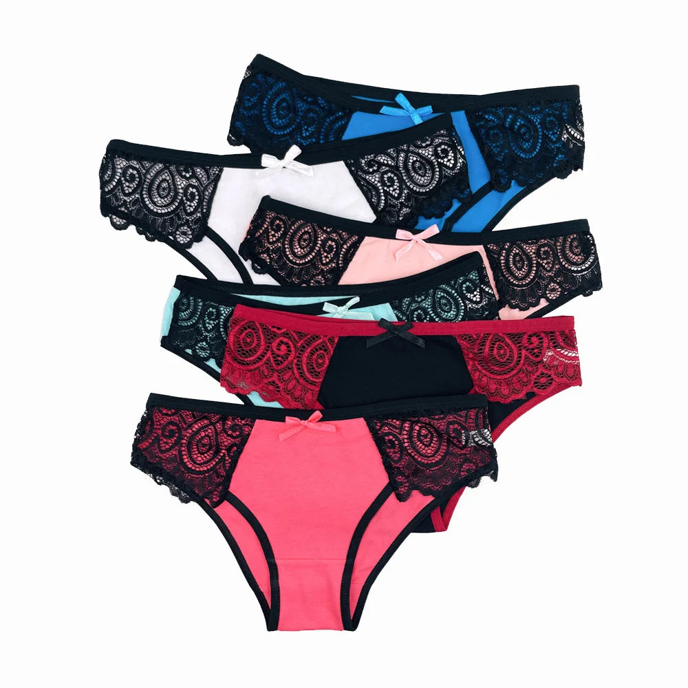 5-Pack Women's Low Rise Cotton Briefs with Lace Trim
