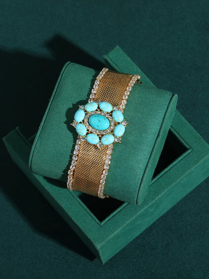 Antique Gold Plated Turquoise Natural Stone Bracelet