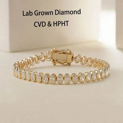 7.26 CTW Oval Lab-Grown Diamond Bezel Tennis Bracelet