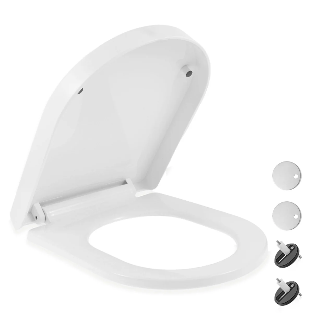 White Slow Close Adjustable Hinge Easy Install Toilet