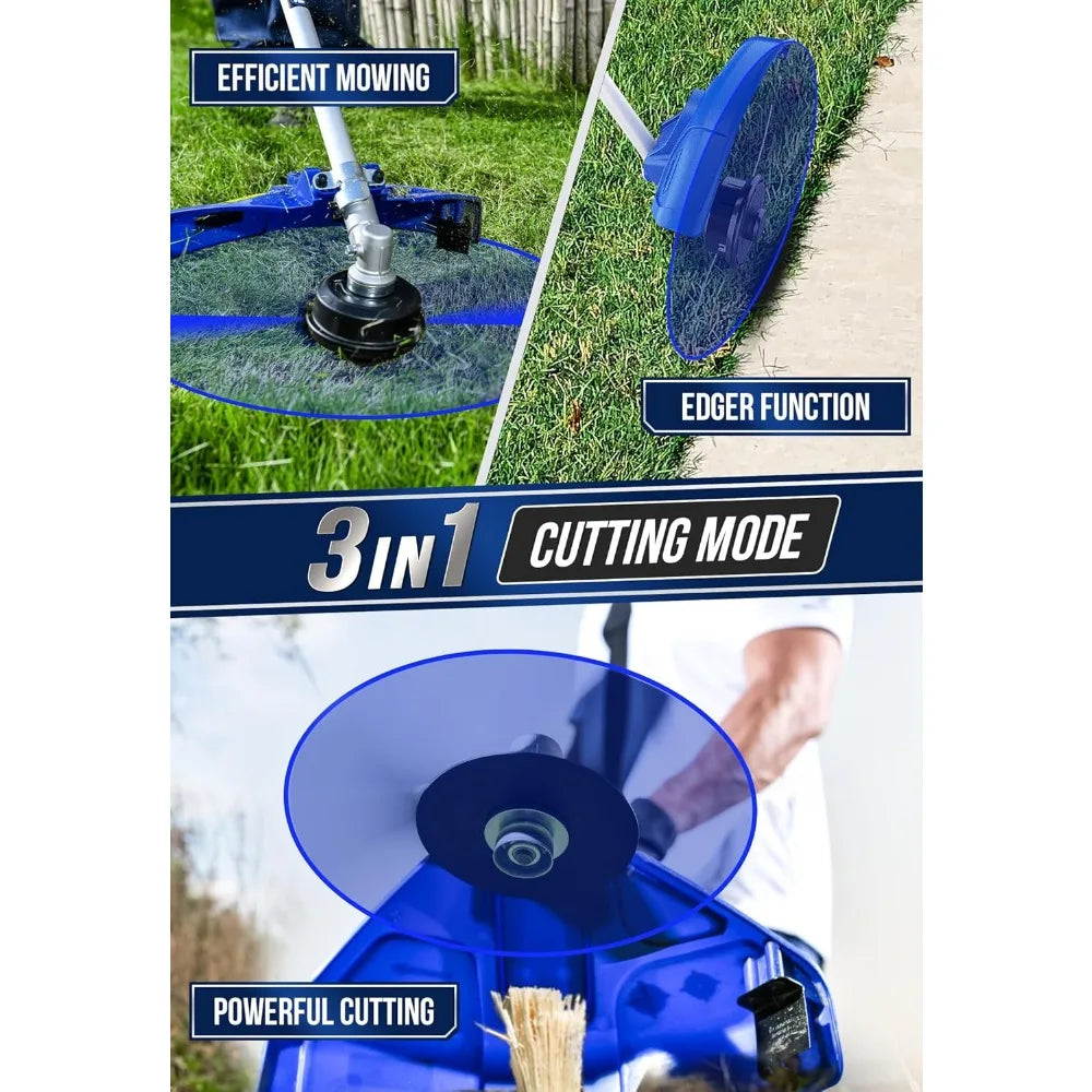 26cc Gas Powered 3 in 1 String Trimmer/Edger 17'' with 10'' Brush Cutter & Shoulder Strap