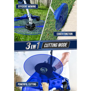26cc Gas Powered 3 in 1 String Trimmer/Edger 17'' with 10'' Brush Cutter & Shoulder Strap