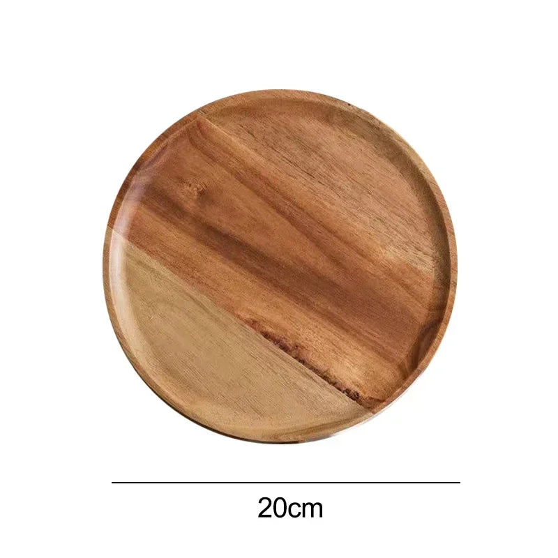 Wooden Round Serving Platter Tray