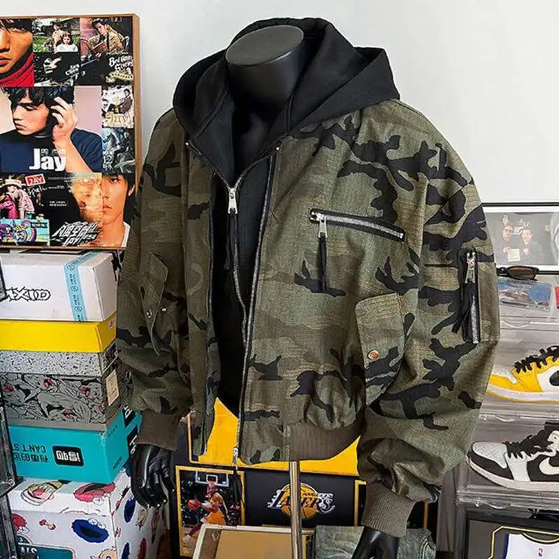 Camouflage Hooded Jacket with Hat
