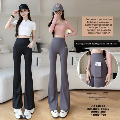 Women's High-Waist Double-Pocket Flare Yoga Pants