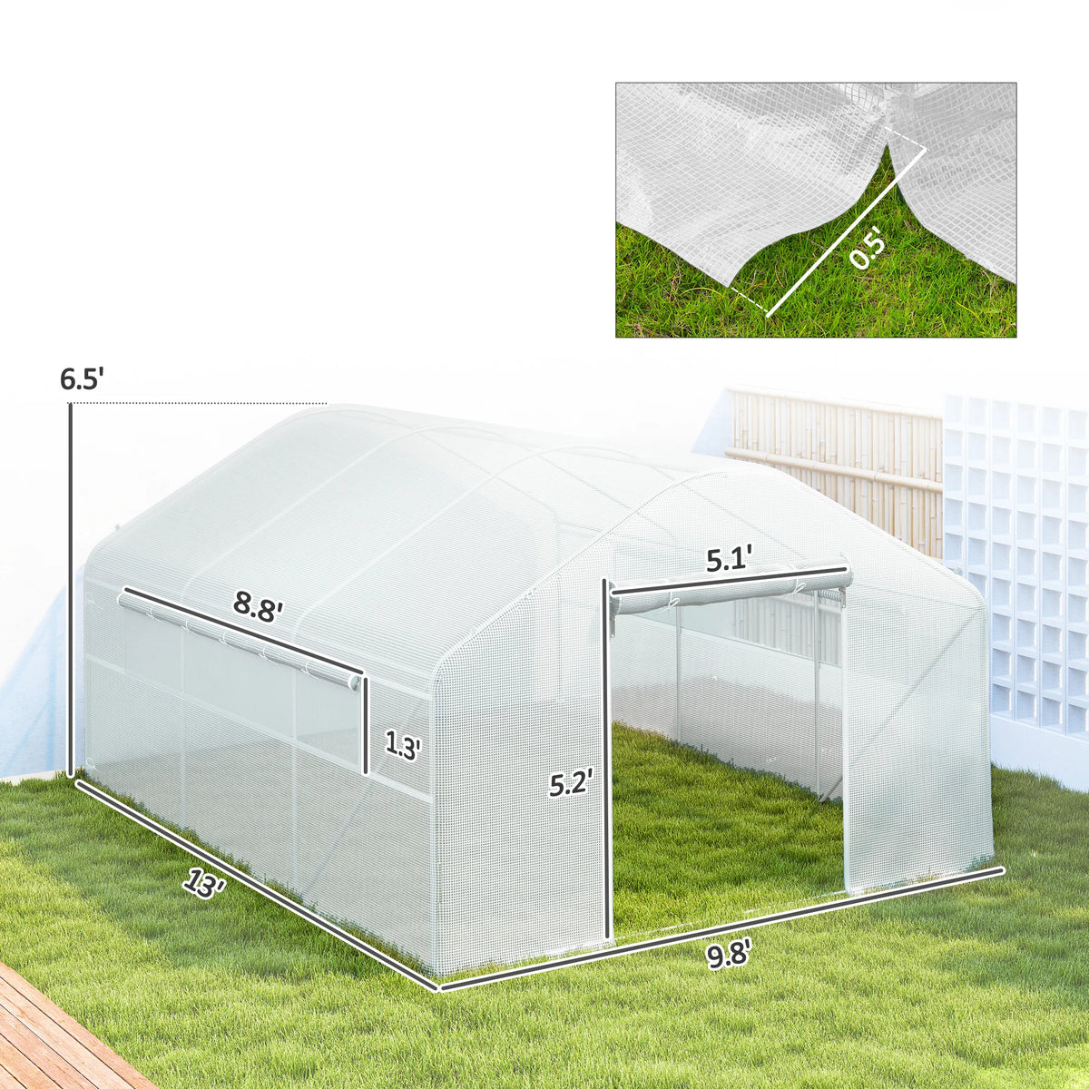 Outsunny 13' x 10' Arch Walk-In Greenhouse with Mesh Windows