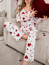 Heart Print 2Pces Pajamas Set