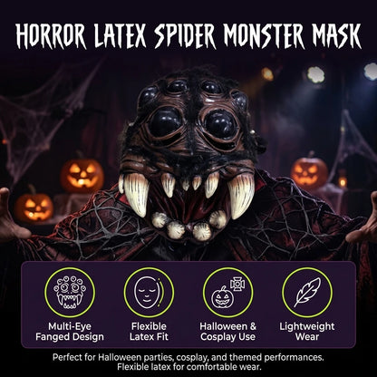 Horror Multi-Eyed Monster Half-Face Latex Mask – Creepy Halloween Cosplay Prop