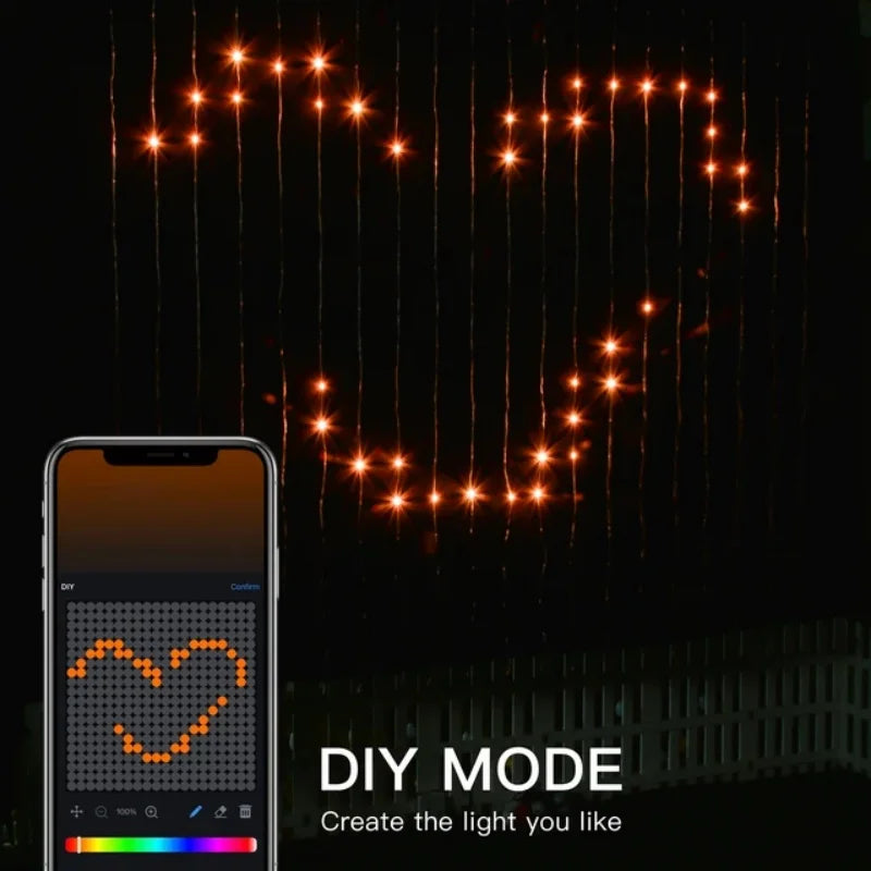 Smart App-Controlled 400LED RGB Curtain Lights