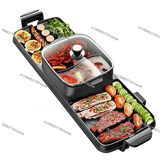 Electric Smokeless BBQ Grill with Hot Pot