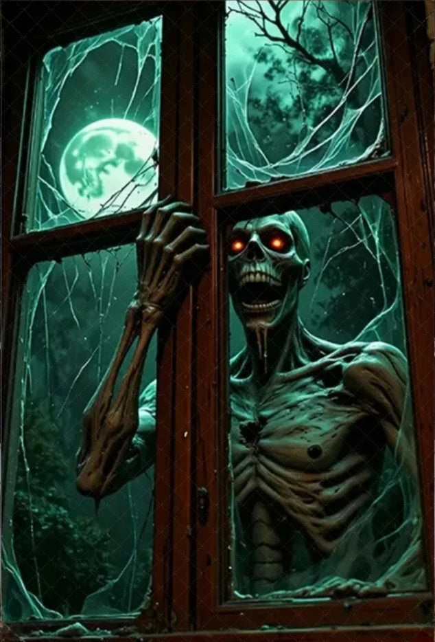 Scary Halloween Window Curtain & Backdrop