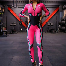 Printed Long Sleeves Zippered Sports Jumpsuits