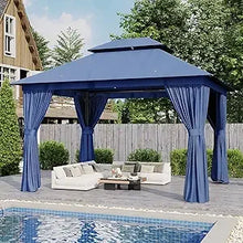 Outdoor Gazebo 10x12 Metal Frame Canopy with Double Roofs with Mosquito Net