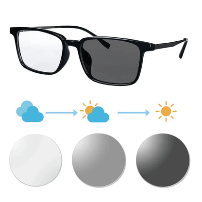 SHINU Men’s Intelligent Progressive Multifocal Reading Glasses – Titanium Square Frames