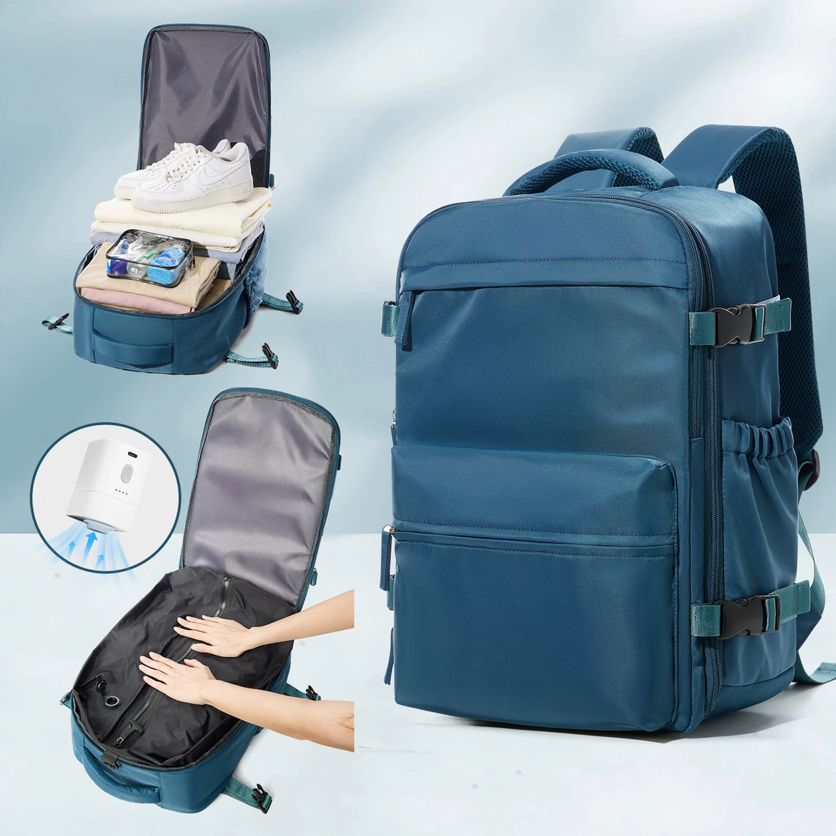 Vacuum Compression Expandable Travel Backpack & Laptop Bag