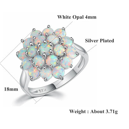 CiNily White Round Fire Opal Rings 925 Sterling Silver