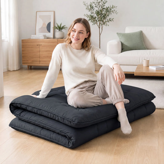 MCQ 4 Inch Japanese Floor Futon Mattress with Removable Washable Cover