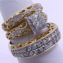 3 pcs/set Colorful Cubic Zirconia Inlaid Ring