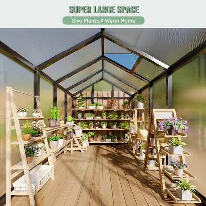 6x8FT Aluminum Walk-in Heavy Duty Polycarbonate Greenhouse with Roof Vent