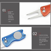 Foldable Golf Divot Repair Tool with Golf Ball Groove Cleaner