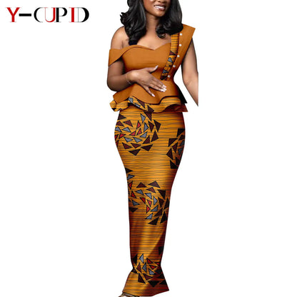African Print Matching Couple Outfits Men's Dashiki Shirt Set & Women's Dress