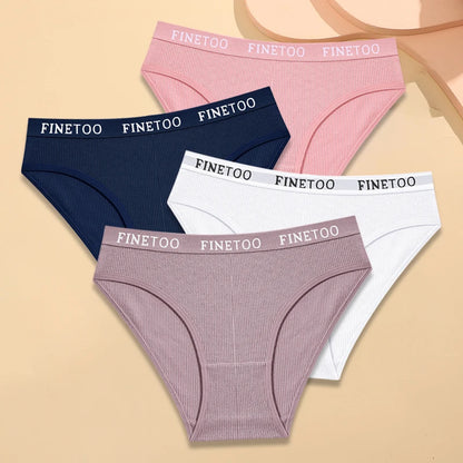 FINETOO 4Pcs Cotton Breathable Panties