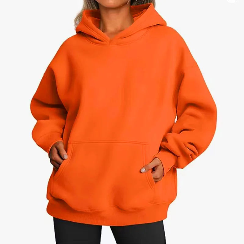 Women's Oversized Fleece Warm Hoodie - Casual Loose Fit Autumn Winter Pullover Sweatshirt