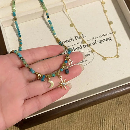2Pcs Bohemian Style Stone Necklace