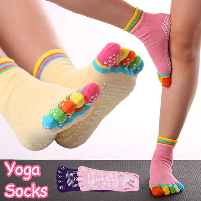 Women's Anti-Slip Five-Toe Cotton Yoga & Sports Socks