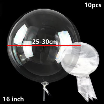 10PCS Clear Bobo Bubble Balloons Set, Large Transparent PVC Helium Balloons