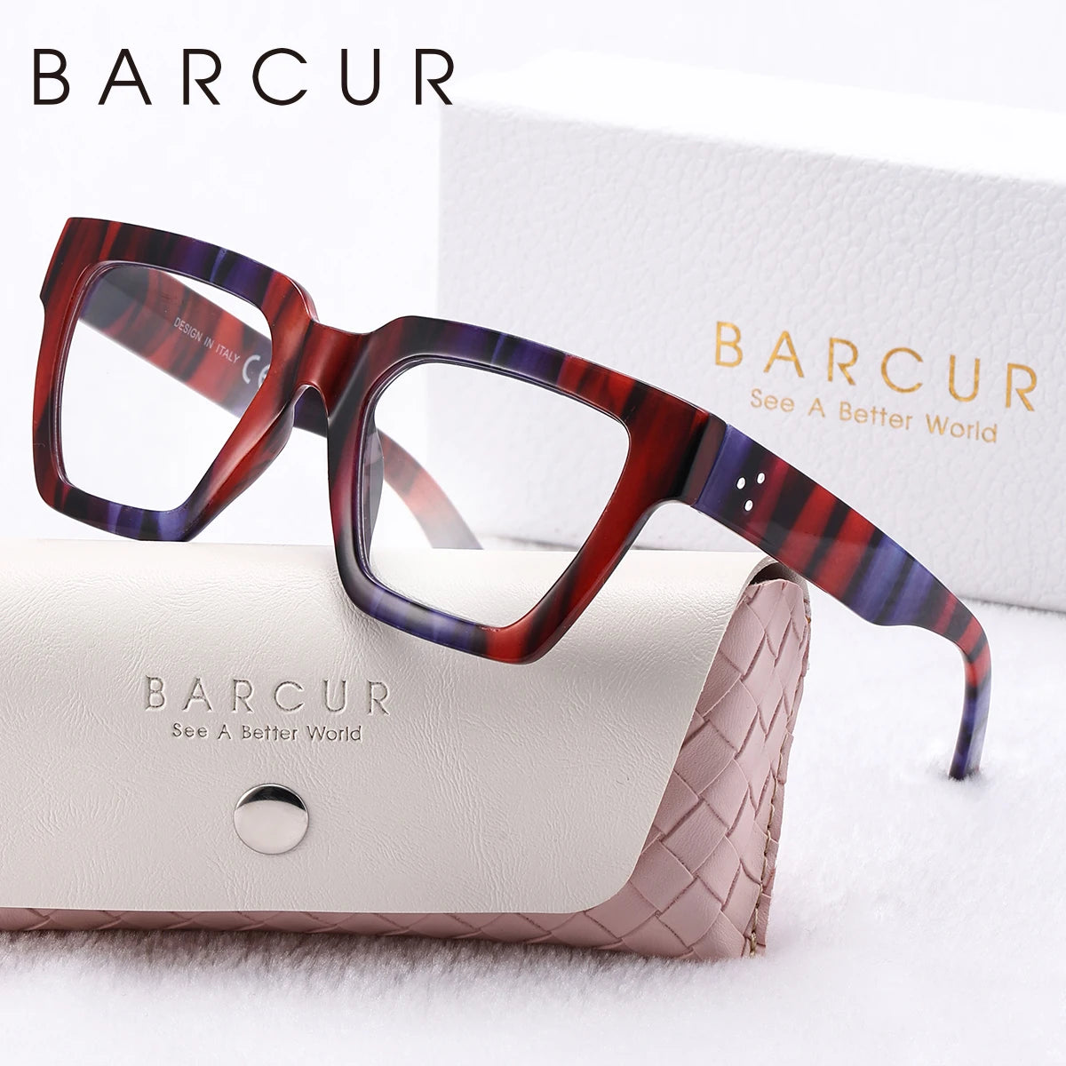Square Thick-Frame PC Reading Glasses with Case