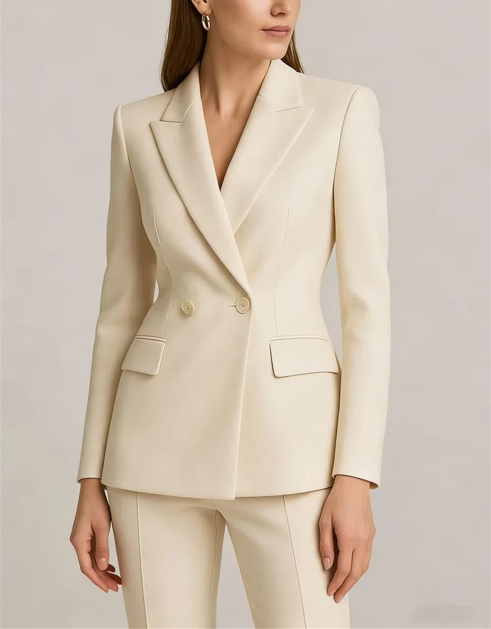 Women's Elegant 2-Piece Double-Breasted Pant Suit